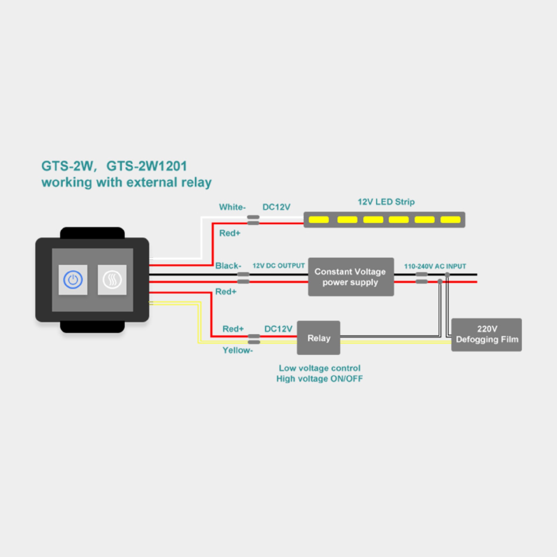 GTS-2W1201-A Anti-fog CCT Double touch sensor for Bathroom LED