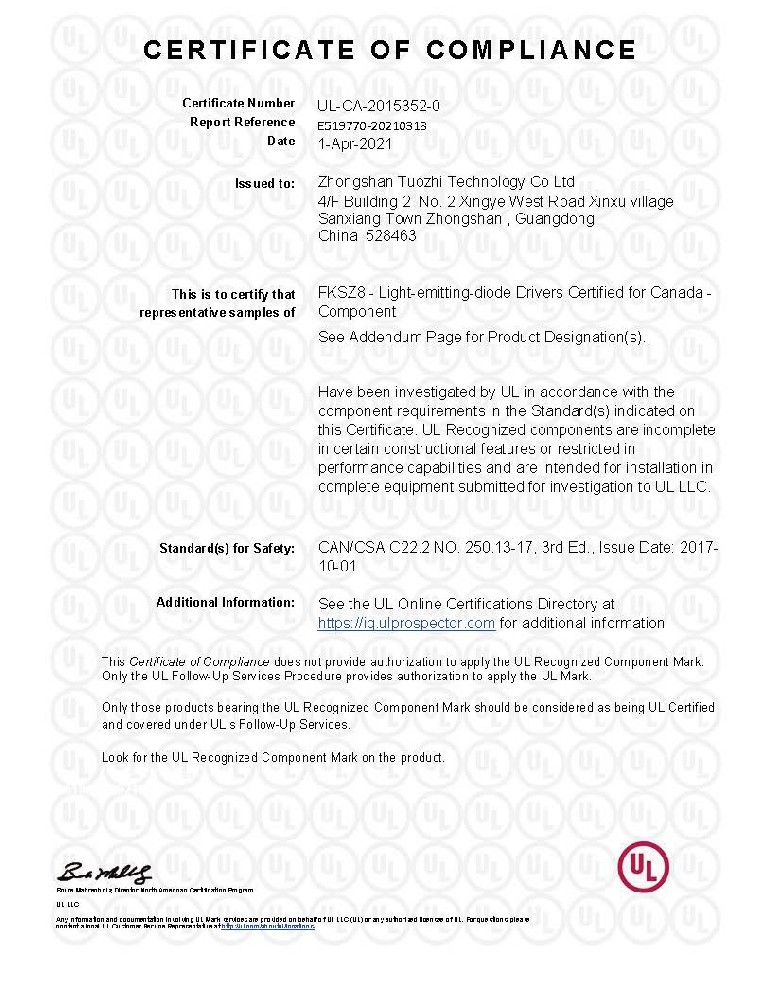 UL power certificate