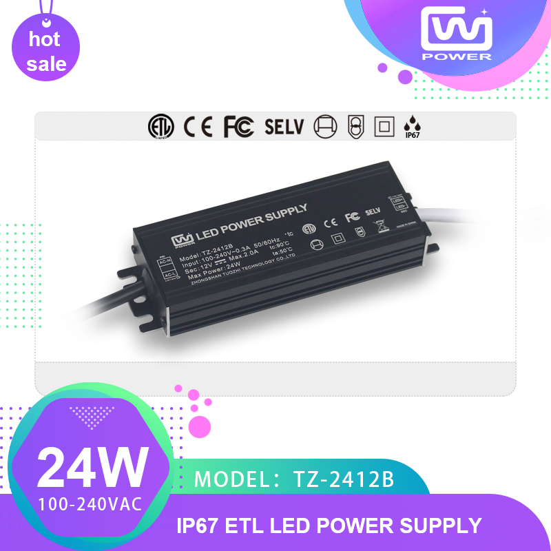 TZ-2412B 24W ETL IP67 waterproof switching LED driver